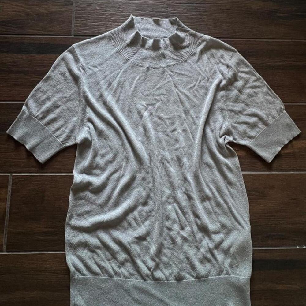 Eleventy metallic mock neck shirt